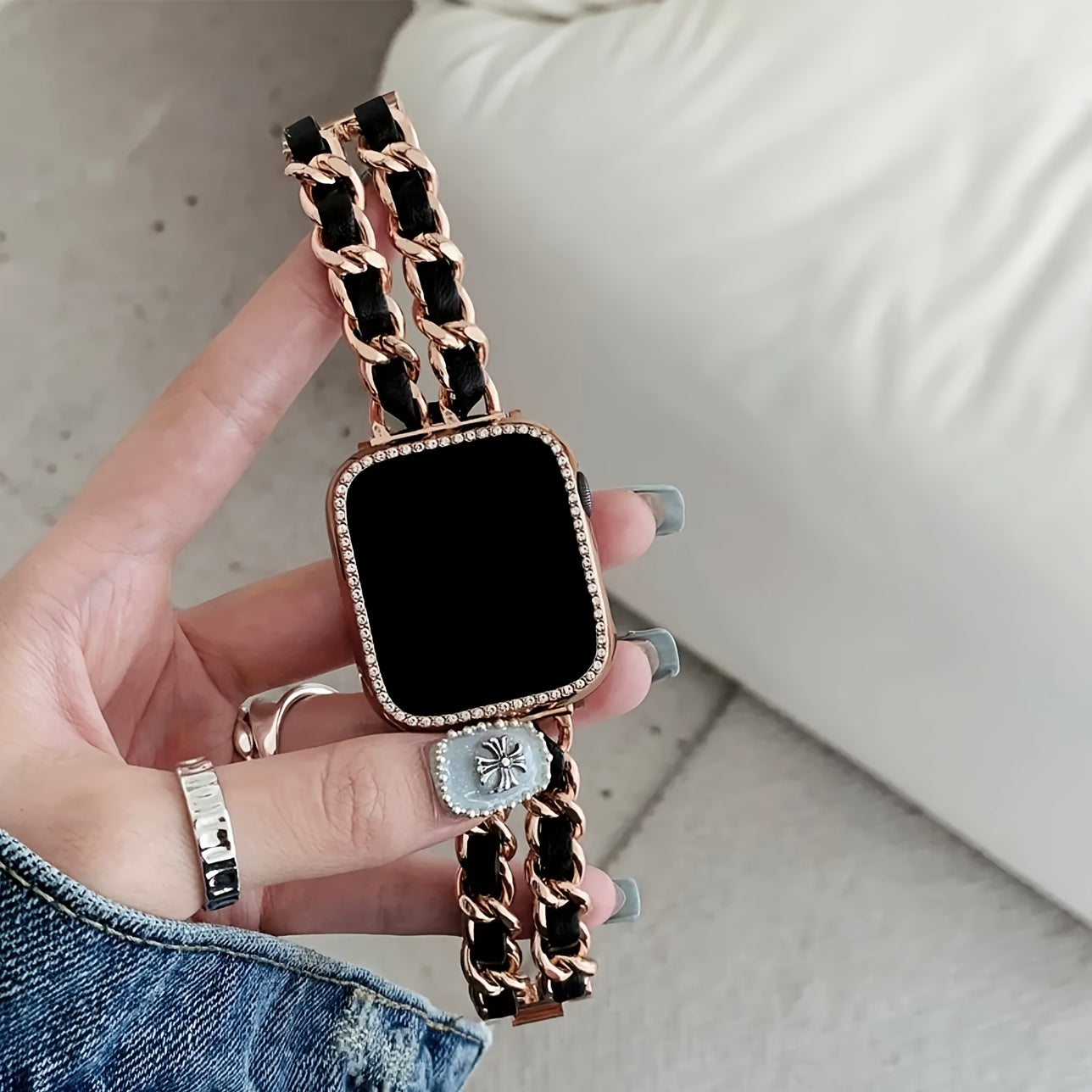 BIIFAKOO new small fragrance style metal stitched ten generations available compatible 38mm 40mm 41mm 42mm 44mm 45mm 46mm 49mm suitable for Ultra Series 10 9 8 7 7 SE 6 5 4 3 5 4 4 3 2 1
