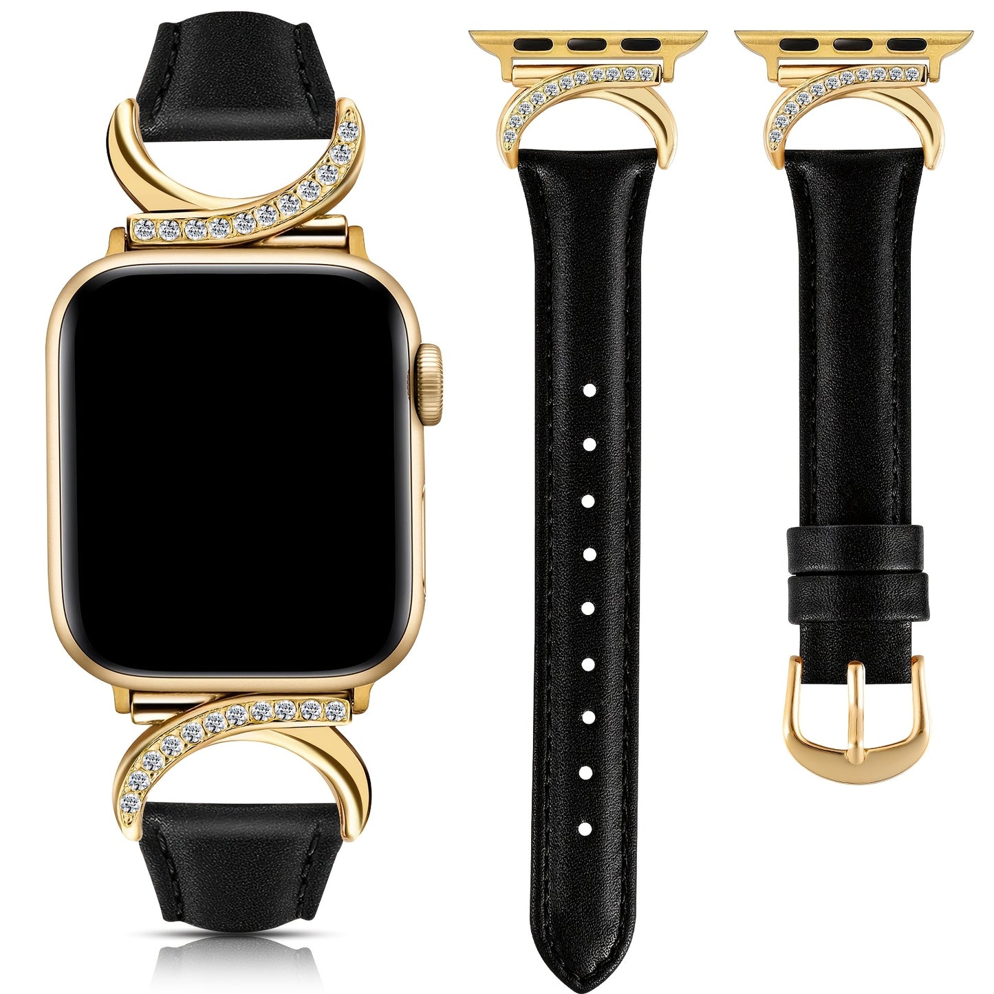 Apple Watch Leather Strap - Ultra-thin Delicate C-shaped Golden Buckle - 41mm 40mm 38mm 42mm 44mm 45mm 46mm 49mm Replacement for Series 10 9 Ultra SE 8 7 6 5 4 3 2 1