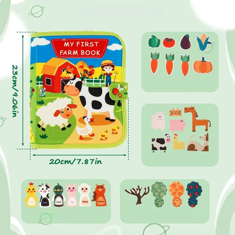 Kids Felt Quiet Books - 3D Sensory Activity Toy with Animal, Nature & Transportation Themes, Interactive Buttons & Zippers, Soft Felt Material for Fine Motor Skills & Cognitive Development, Portable Baby Learning Toy for Toddlers & Infants, Portable Story