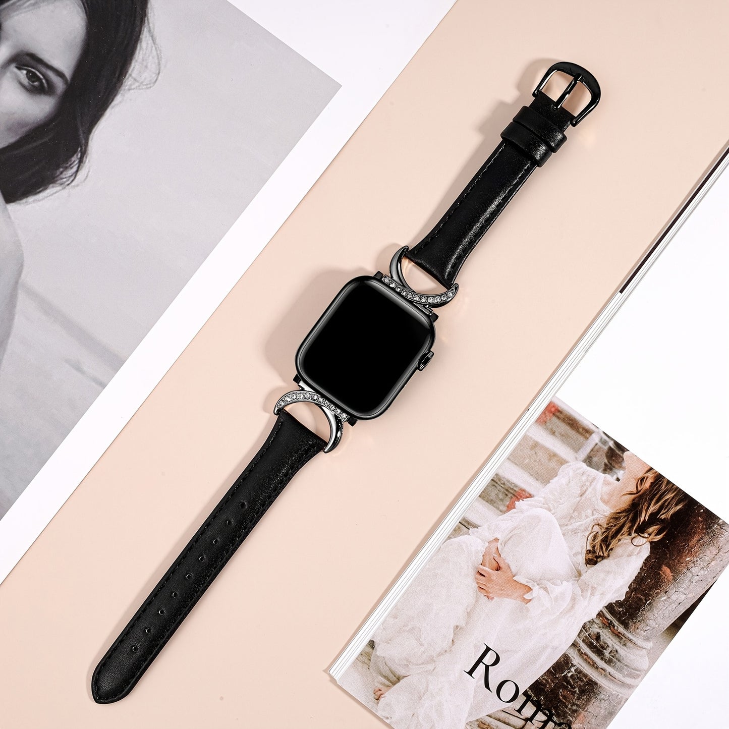 Apple Watch Leather Strap - Ultra-thin Delicate C-shaped Golden Buckle - 41mm 40mm 38mm 42mm 44mm 45mm 46mm 49mm Replacement for Series 10 9 Ultra SE 8 7 6 5 4 3 2 1
