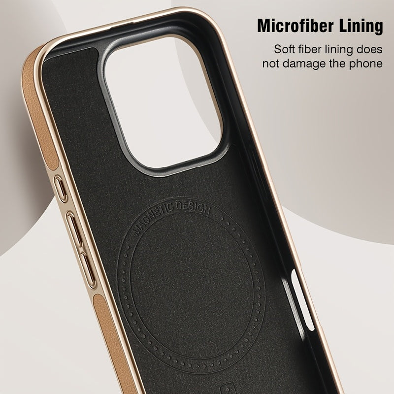 Premium Faux Leather Phone Case for Men & Women, Built-in Strong Magnetic Ring, Wear-resistant and Scratch-resistant, Light Luxury Appearance, Delicate Texture, Anti-drop Protective Cover, for iPhone 13/14/15/16 Pro & Max