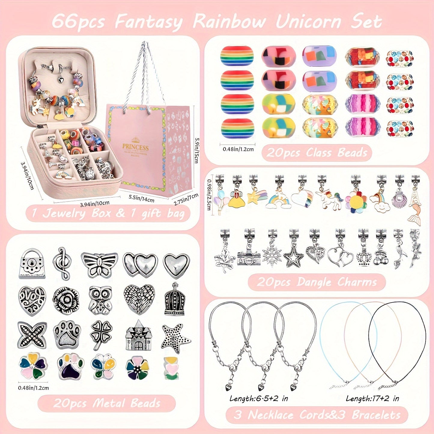 66 Pcs Charm Bracelet Making Kit - Daily Use DIY Beaded Jewelry Making Kit, Mermaid Series Charms Gifts For Daily Use Toys Crafts DIY Bracelet Making Gift Box