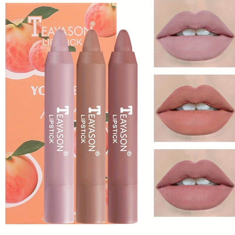 Set Of 3pcs Lipstick, Lip Liner Pen Lipstick Pen, Long Lasting Matte Nude Color, Natural Lip Gloss Lip Makeup Gift Set For Valentine's Day Valentine's Day Gifts