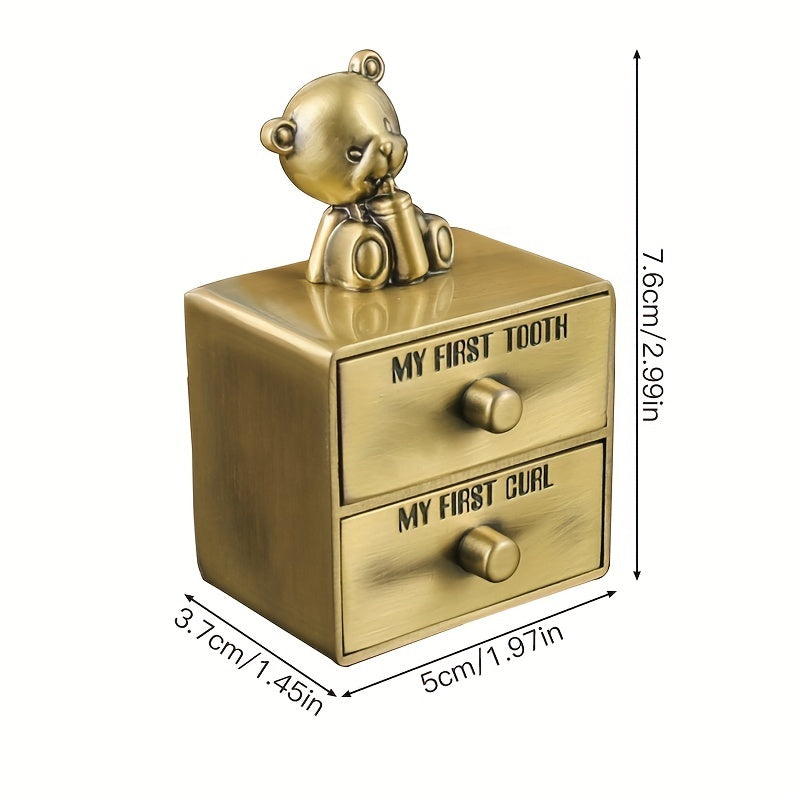 A Mini Golden Tooth Box For Advanced Birth Hair Box Creative European Doll Teeth Birth Hair Collection Box The First Volume Of Hair And The First Tooth Souvenir Box Golden Carved Cute Shaped Silvery Tooth Collection Storage