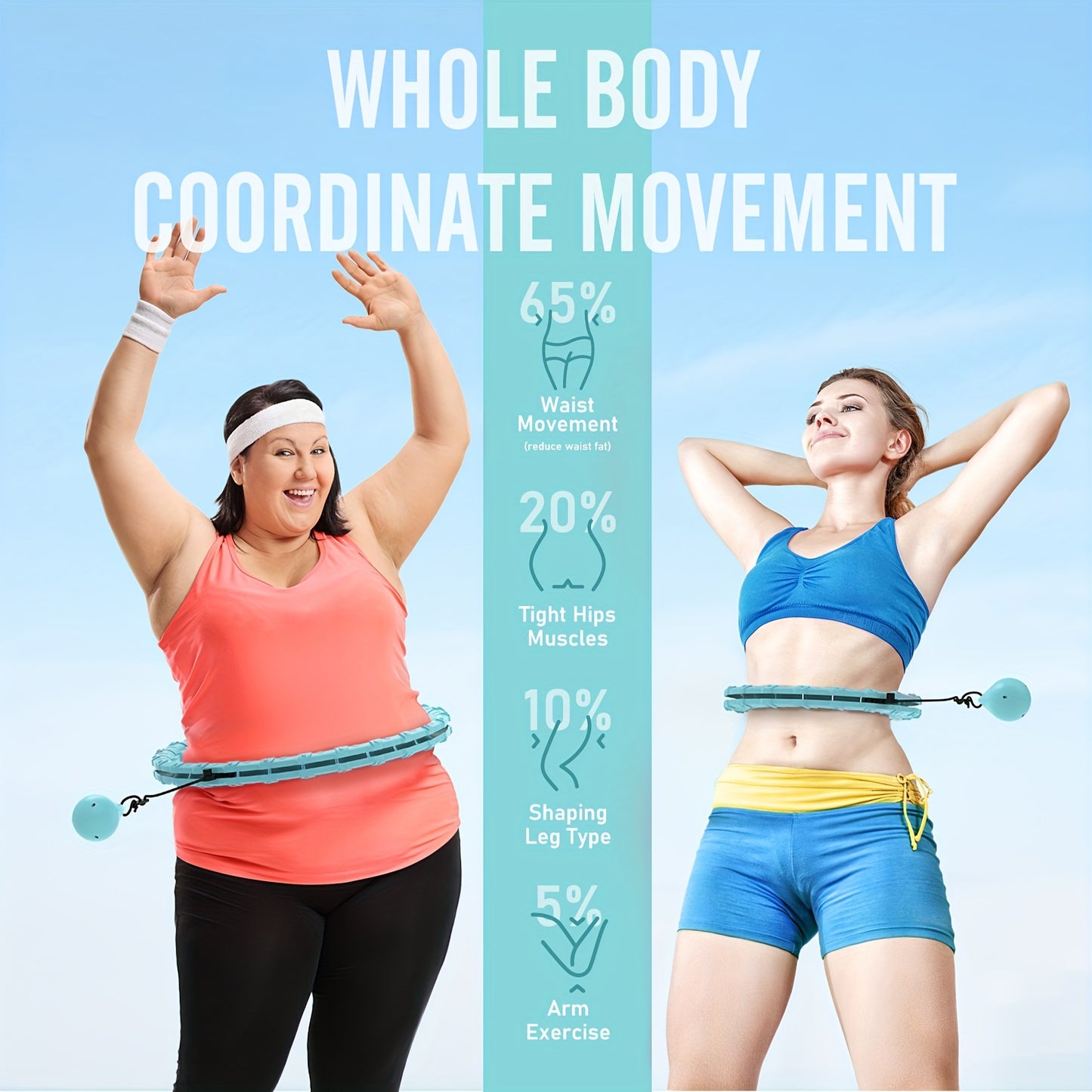 JLOIBAO 46in/117cm Weighted Fitness Circle, 24-Section Detachable Exercise Ring, ABS Material, Body Shaping & Waist Slimming, Ideal for Women'S Day, Mother'S Day, Thanksgiving, Christmas, New Year Gifts