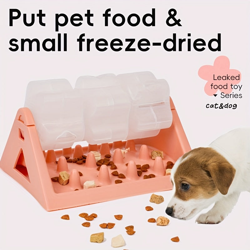 Interactive Dog Food Dispenser Toy - Automatic Treat Dispensing Puzzle Feeder for Mental Stimulation & Digestive Health, Durable PP Plastic Slow Feeder with Triangular Design, Green Pet Enrichment Activity Toy, Dog Treat Dispensing Toy, Triangular Food Sl