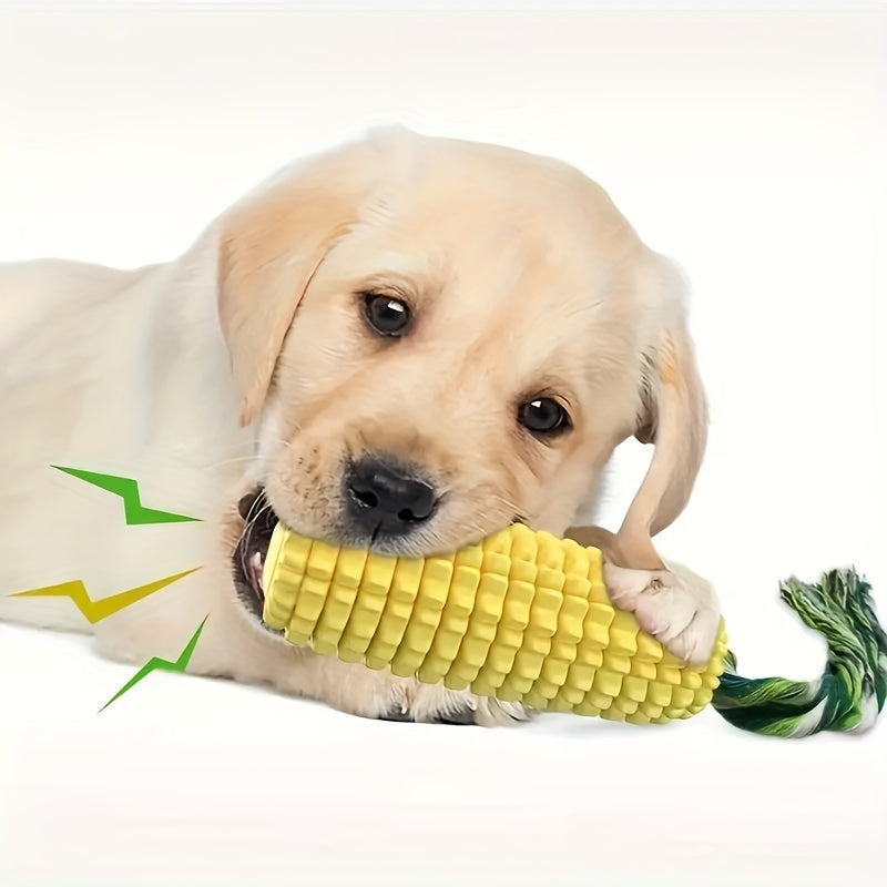 Dog Grinding Stick with Knot Rope, Corn Toothbrush Interactive Pet Toy