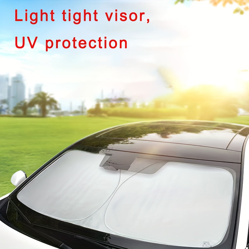 1 Set, Thickened Sunshade, Front Windshield Sunshade, Sunscreen And Heat Insulation Opaque, Foldable Sun Visor, Titanium Silvery Heat Insulation Cooling Baffle, Thermal Anti-ultraviolet Heat Release, Summer Sunscreen, Suitable For Sedan And SUV Models