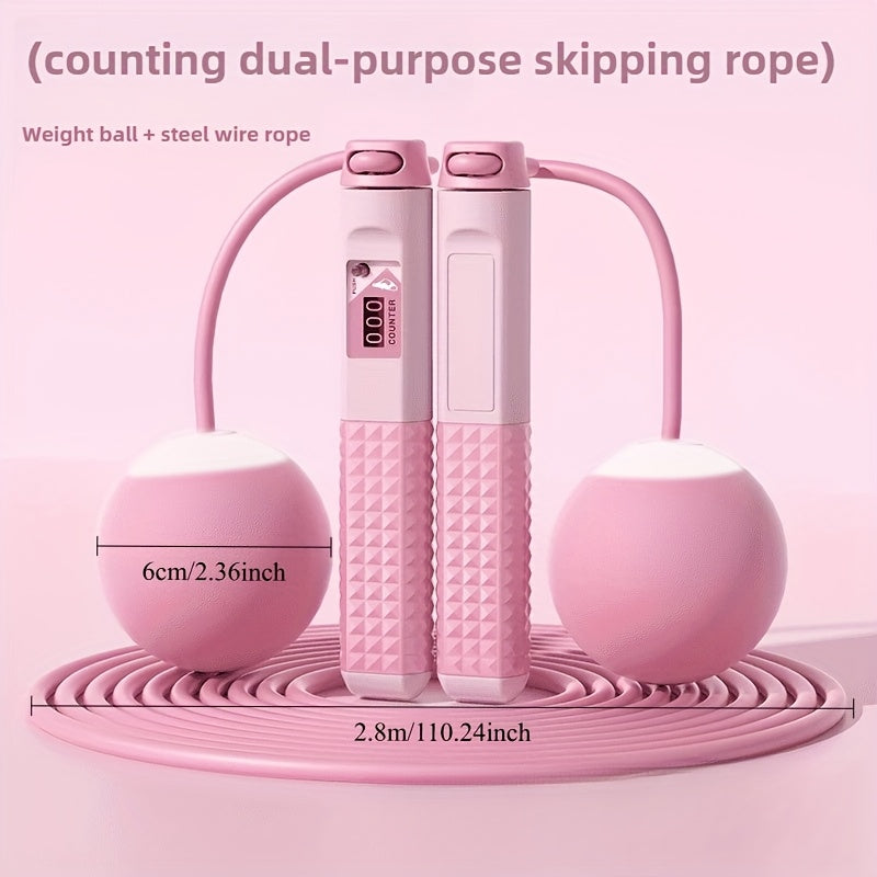 Heavy Jump Rope with Gravity Ball for Intensive Burning and Weight Loss - Counting Feature Included, Pink/Blue/Black, Silicone Material, Perfect for Fitness and Exercise, Recommended for Ages 14+