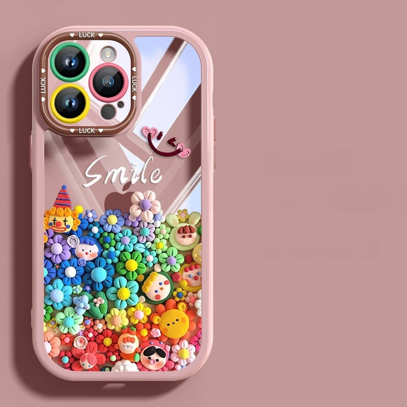 Creative Cute Cartoon Clown Doll Simple Couple with The Same Light Naked Mobile Phone Case, for Iphone 16 Pro Max Mobile Phone Case High-End Quality Mobile Phone Case 15Pro/14Pro/13 Pro/12Pro for Men And Women, Anti-Drop Case Anti- Scratch Phone Case