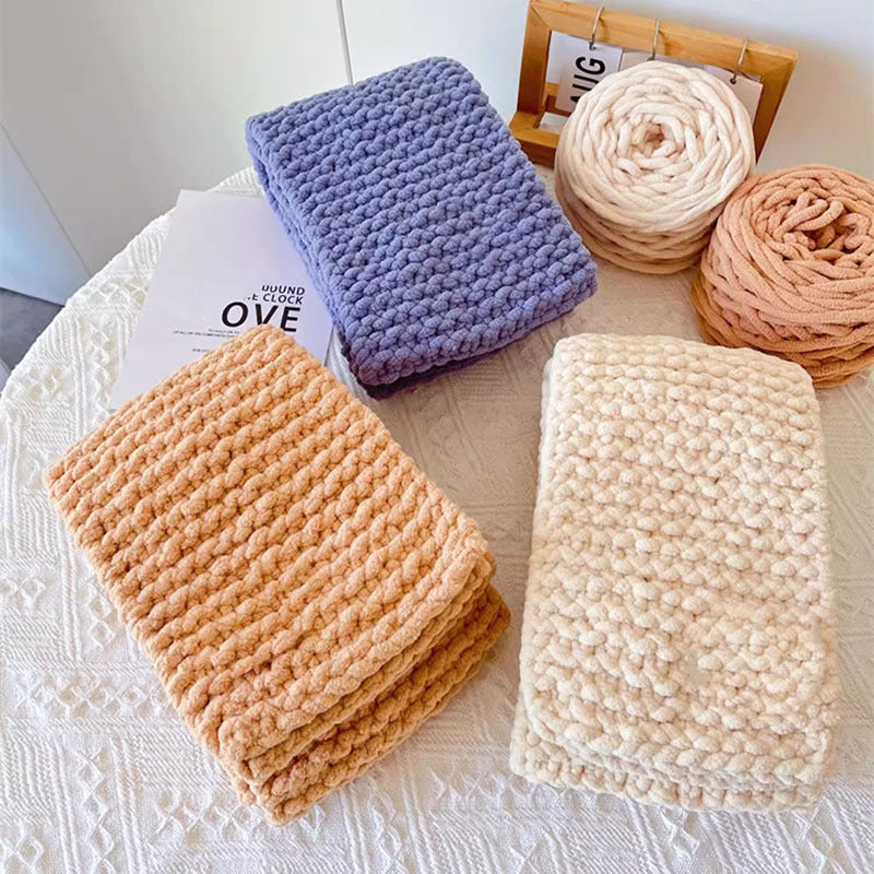 5pcs Ultra-Soft Chunky Chenille Yarn - Perfect for DIY Knitting & Crochet Projects, Scarves, Hats, Blankets | Available in Multiple Colors