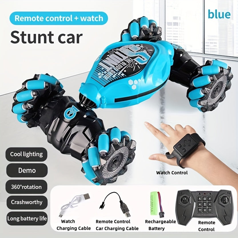 Remote Control Car Toys, Hand Control Remote Control Car for Boys All Terrain Monster Truck Gesture Remote Control Stunt Car 360° Flip for Children Over 14 Years Old with Lights Music