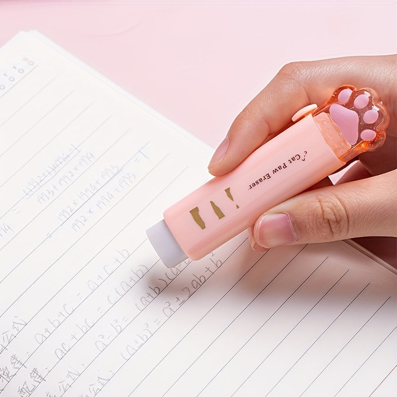 Adorable Cat Paw Retractable Eraser - Conveniently Clean and Traceless, Perfect for Office and School Supplies - Pack of 1