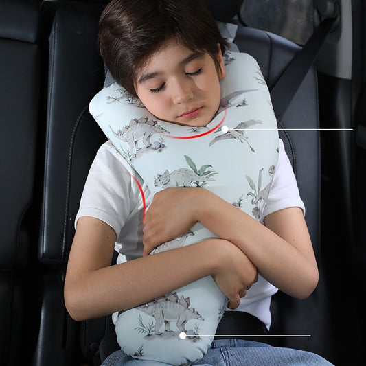 Kids Car Seat Neck Pillow, Y-Shaped Safety Belt Travel Cushion, Adjustable Shoulder Pad, Creative Question Mark Design for Long Drives, Train, Airplane - Polyester Fiber, 1-Pack