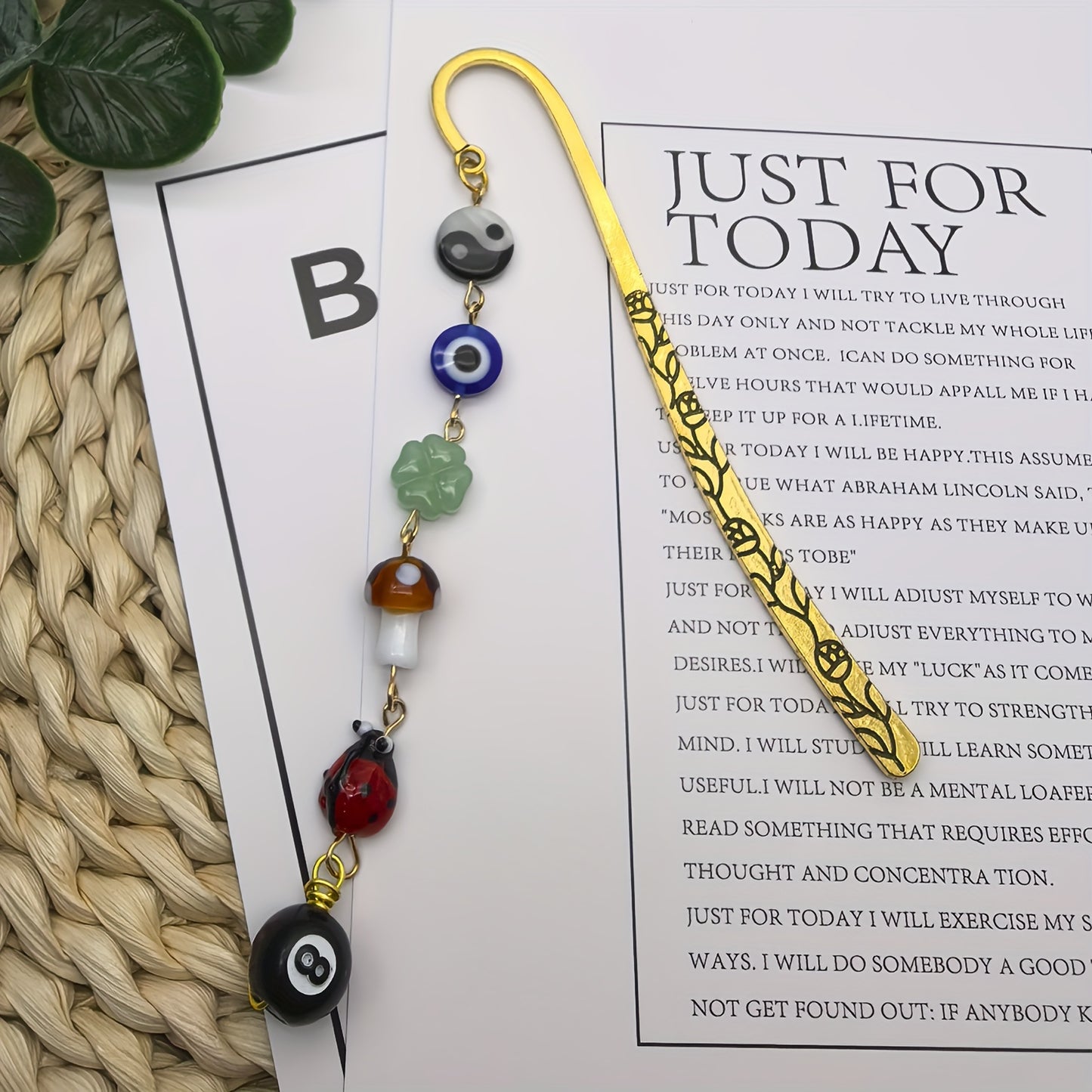 Handcrafted Natural Stone Bookmarks Set - Vintage Mushroom, Sun, Evil Eye Designs | Perfect Gift for Book Lovers & Friends