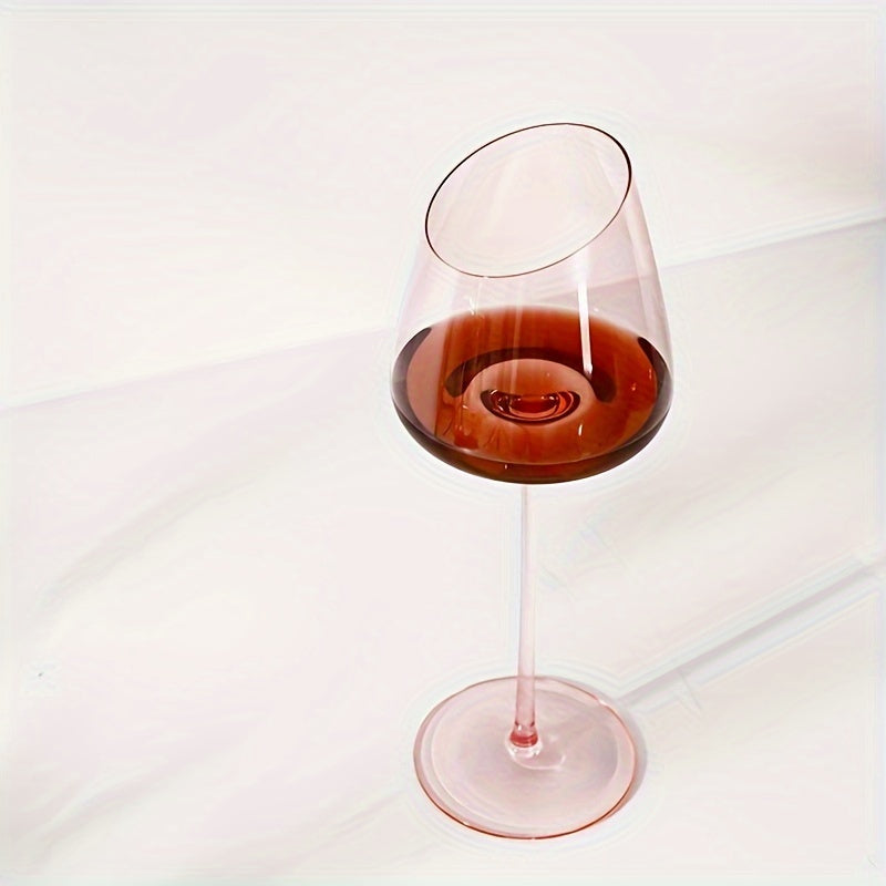 Internet celebrity ins flamingo red wine glass champagne glass oblique mouth household small fresh pink blue crystal glass Bordeaux high foot cup French oblique mouth light luxury style good-looking wine glass sweet wine glass gift box wedding birthday gi
