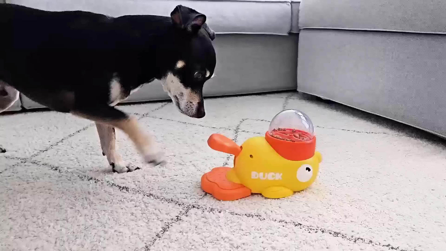 Interactive Press Dog Snack Dispenser Toy - Slow Feeder Puzzle Feeder, Duck Design, Encourages Healthy Eating & Mental Development, Durable Plastic Material, Perfect for All Breed Sizes, Dog Treats | Duckshaped | Durable Plastic