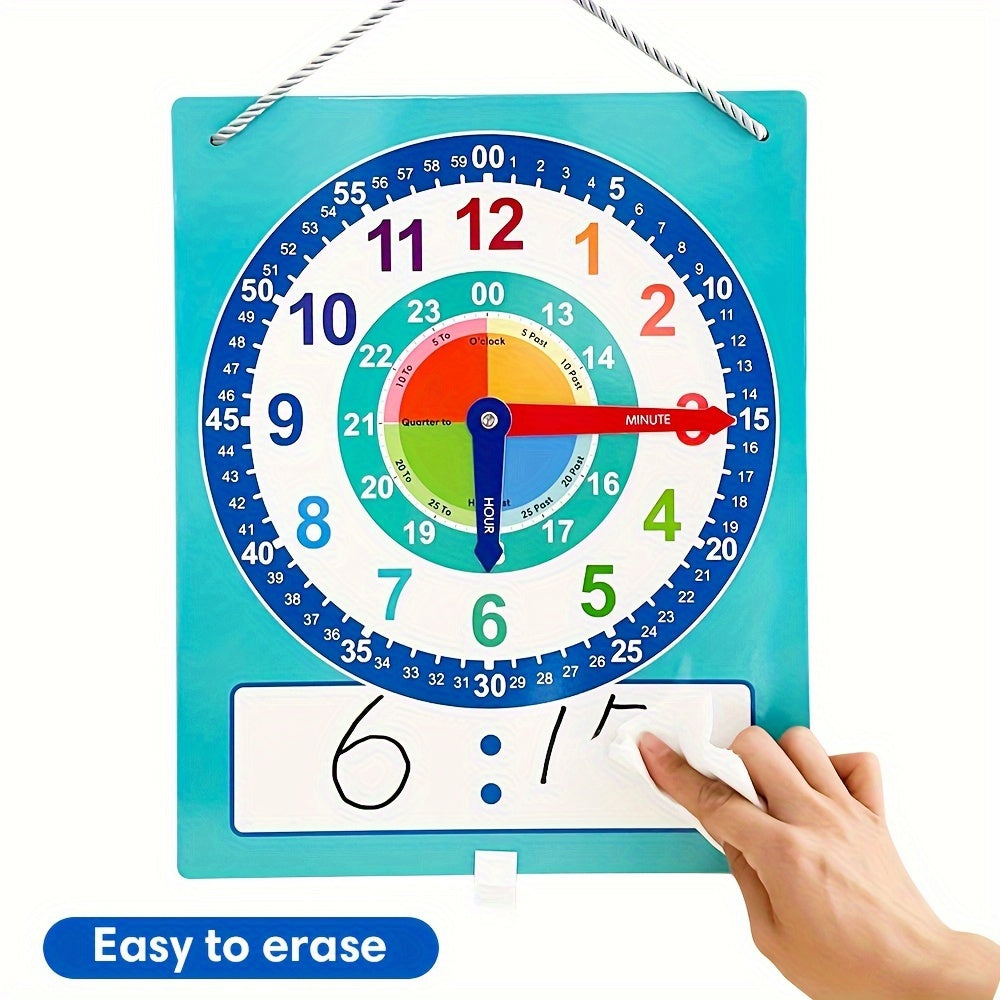 Not Real Clock Dry Erase Teaching Demonstration Clock, Telling Time Teaching Clock for Kids Learning to Tell Time, Easy to Read Learning Clock Educational Toys for Classrooms & Homeschool Supplies