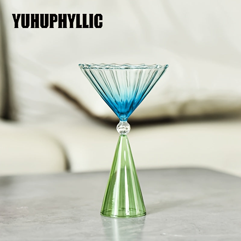 YUHUPHYLLIC 1pc Unique Flower Glass Drinking Cup Creative Wine Glass Colorful Cocktail Cup Used for Drinking Drinks Separated Water Cup Hand Wash Only Reusable Champagne Glass