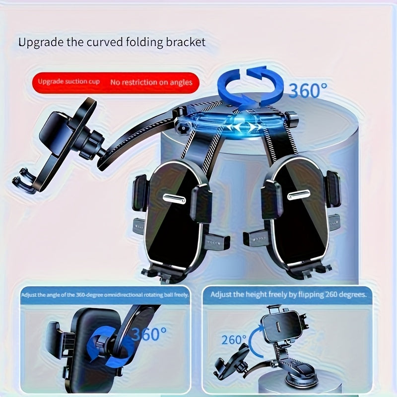 Car Dashboard Phone Holder Adjustable in Vertical and Horizontal Directions, Provides High Stability and Strong Adhesion, Includes Extra Sticky Pads. This Car Mobile Phone Holder Compatible with All Smartphones
