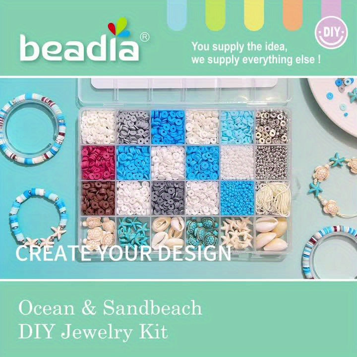 3200pcs Ocean Vacation Jewelry Making Kit with Sea Turtles, Shells, Starfish Charms - Includes Natural Stones & Polymer Clay Beads for DIY Friendship Bracelets, Necklaces - Elegant Beach-Themed Craft Set for Girls & Adults, Craft Kit|Creative Hobbies|Natu