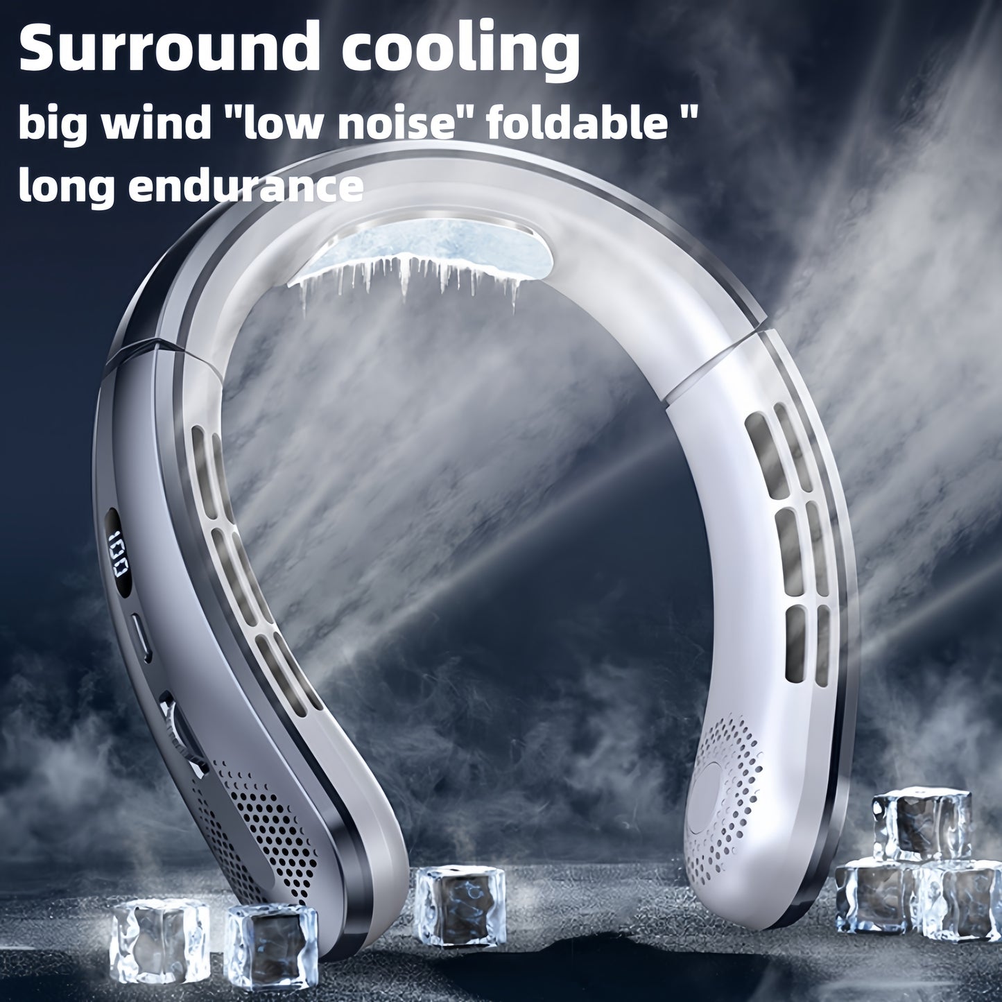jkuoo New portable leafless hanging neck fan Five generations lazy USB charging small fan - pulley infinite speed 100 gear large wind cooler, office, travel, camping, outdoor travel portable USB fan, Thanksgiving Halloween Christmas gift