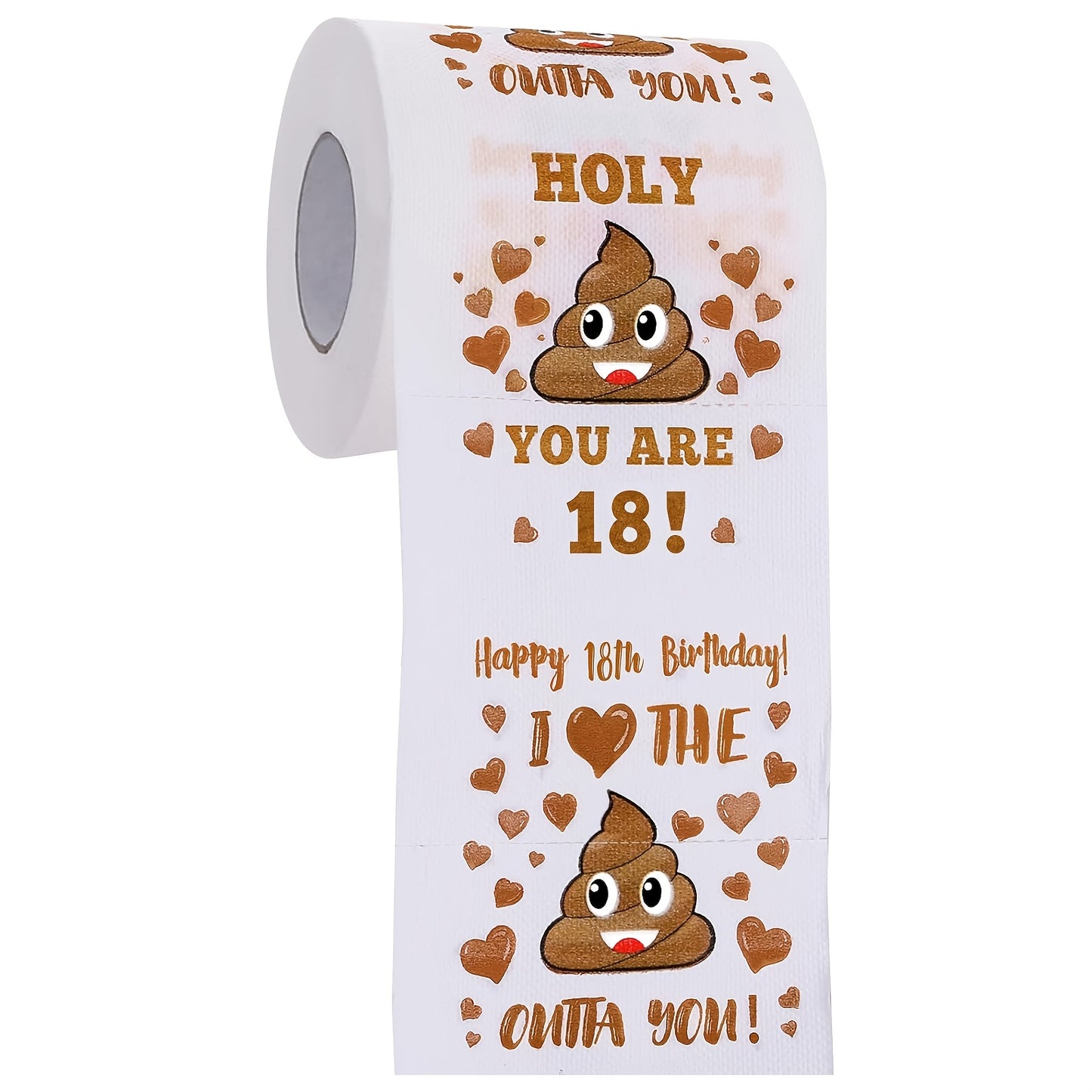 Happy Prank Toilet Paper - 18th Birthday Decorations, Party Supplies Favors - Novelty Bday Present For Him, Her, Friends - 18 Year Old Funny Gag Gift For Guys