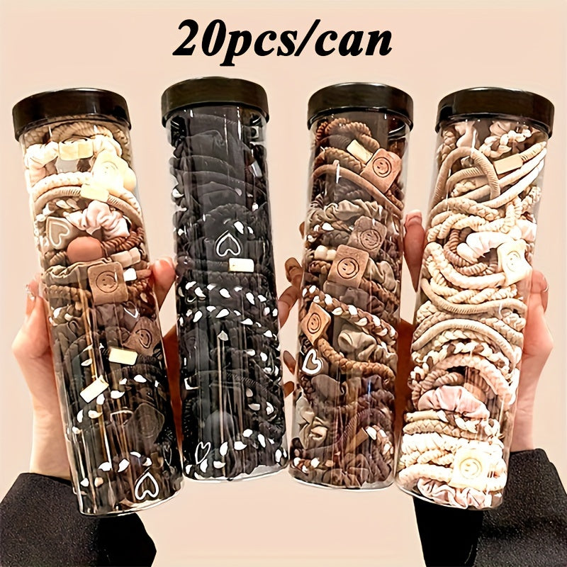 20 Pcs/Set Fabric Minimalist Chic Hair Ties & Elastics - Solid Color, Flexible, Cute, Versatile Ponytail Holders for Ages 14+