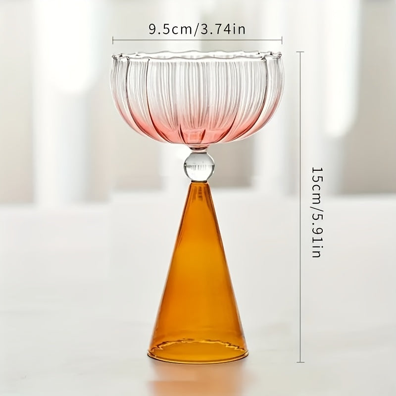 YUHUPHYLLIC 1pc Unique Flower Glass Drinking Cup Creative Wine Glass Colorful Cocktail Cup Used for Drinking Drinks Separated Water Cup Hand Wash Only Reusable Champagne Glass