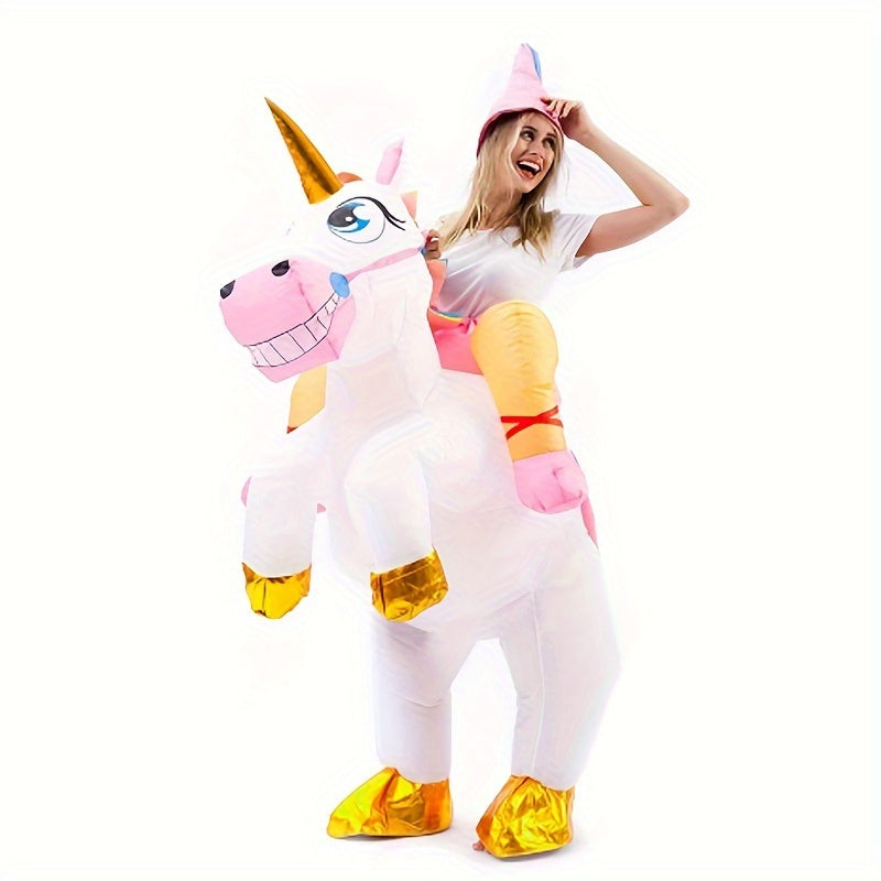 TCFV SOIL Unicorn with Pink Hat & Rainbow Tail - Cute Cartoon Unicorn Riding Outfit for Parties, Photo Booths, Halloween, Birthdays, Unicorn, Photo Booth Attire, Whimsical Design, Durable, Without Battery