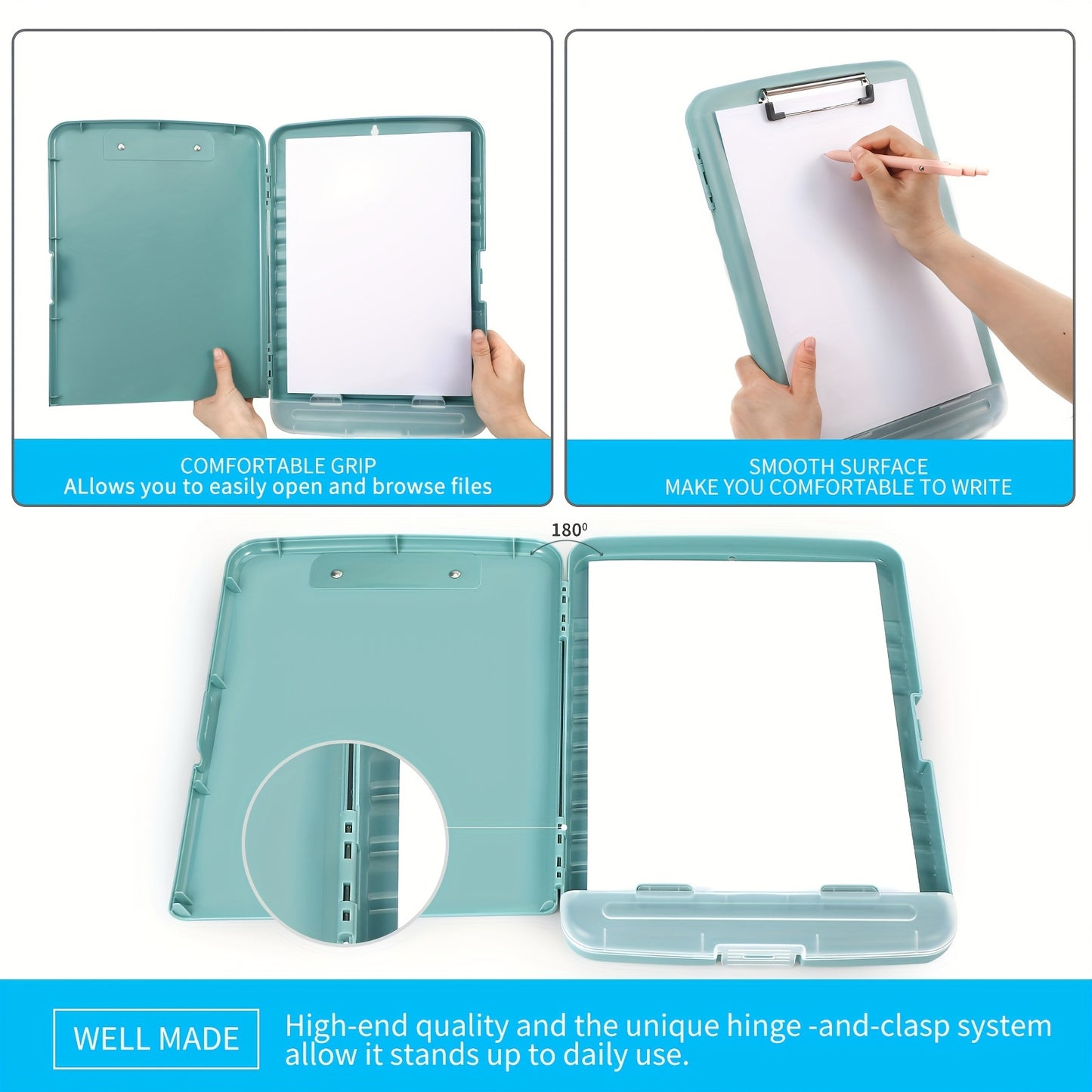 8.5X11 Clipboard with storage, Plastic A4 Clips Board with pen holder to keep your documents organized