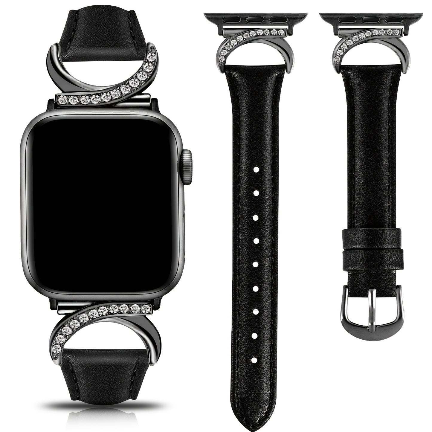 Apple Watch Leather Strap - Ultra-thin Delicate C-shaped Golden Buckle - 41mm 40mm 38mm 42mm 44mm 45mm 46mm 49mm Replacement for Series 10 9 Ultra SE 8 7 6 5 4 3 2 1