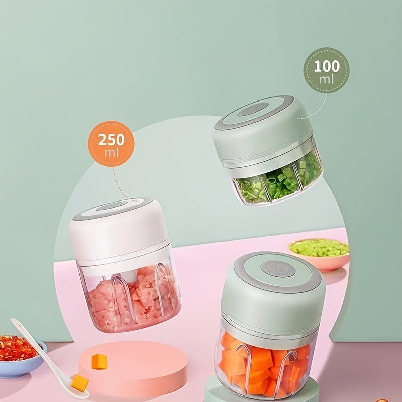 USB Rechargeable 250ml Cordless Electric Blender - 30W High-Powered Multifunctional Food Processor, Quickly Blends/Chops Meat/Garlic/Vegetables/Baby Food, Food-Grade Cup, Child Lock Safety, Ideal for Kitchen & Camping