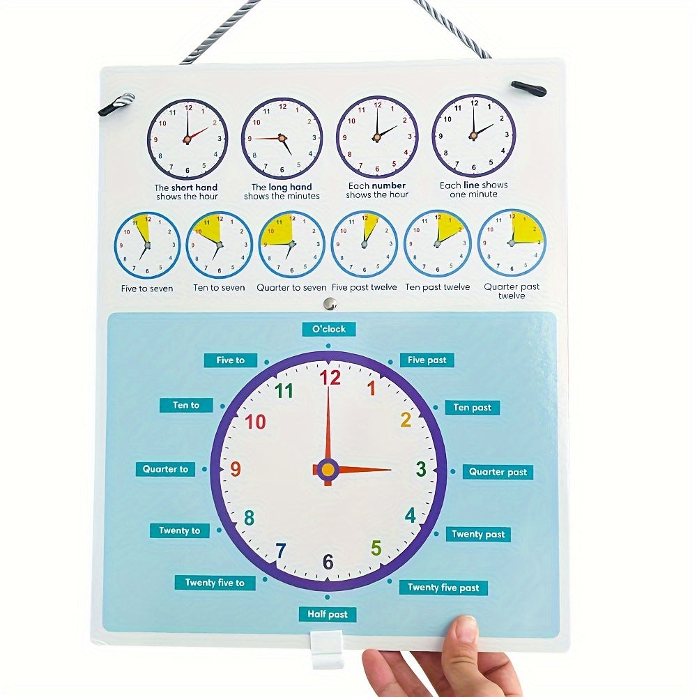 Not Real Clock Dry Erase Teaching Demonstration Clock, Telling Time Teaching Clock for Kids Learning to Tell Time, Easy to Read Learning Clock Educational Toys for Classrooms & Homeschool Supplies
