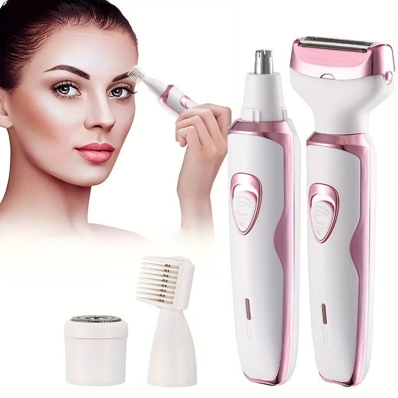 Electric Razor for Women, 4-in-1 Rechargeable grooming kit, Lady Electric Shaver for Face, Nose, Legs And Underarm, Bikini Trimmer for Women Painless, Hair Razor Rechargeable & Portable