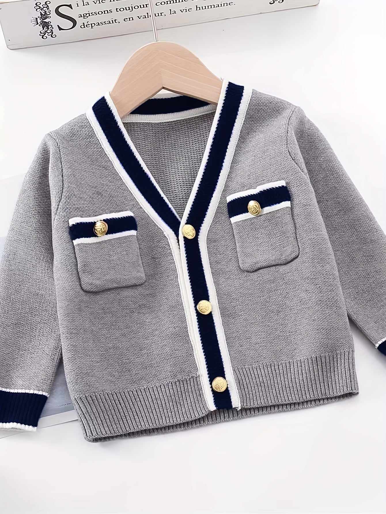 Girls Preppy Style Cardigan And Skirt Set - V-Neck Long Sleeve Top with Button Front & Pockets, Elastic Waistband, Ribbed Texture, Solid Color, Perfect for Fall, Casual Attire | Preppy Clothing | Construction, Clothes for Youngster