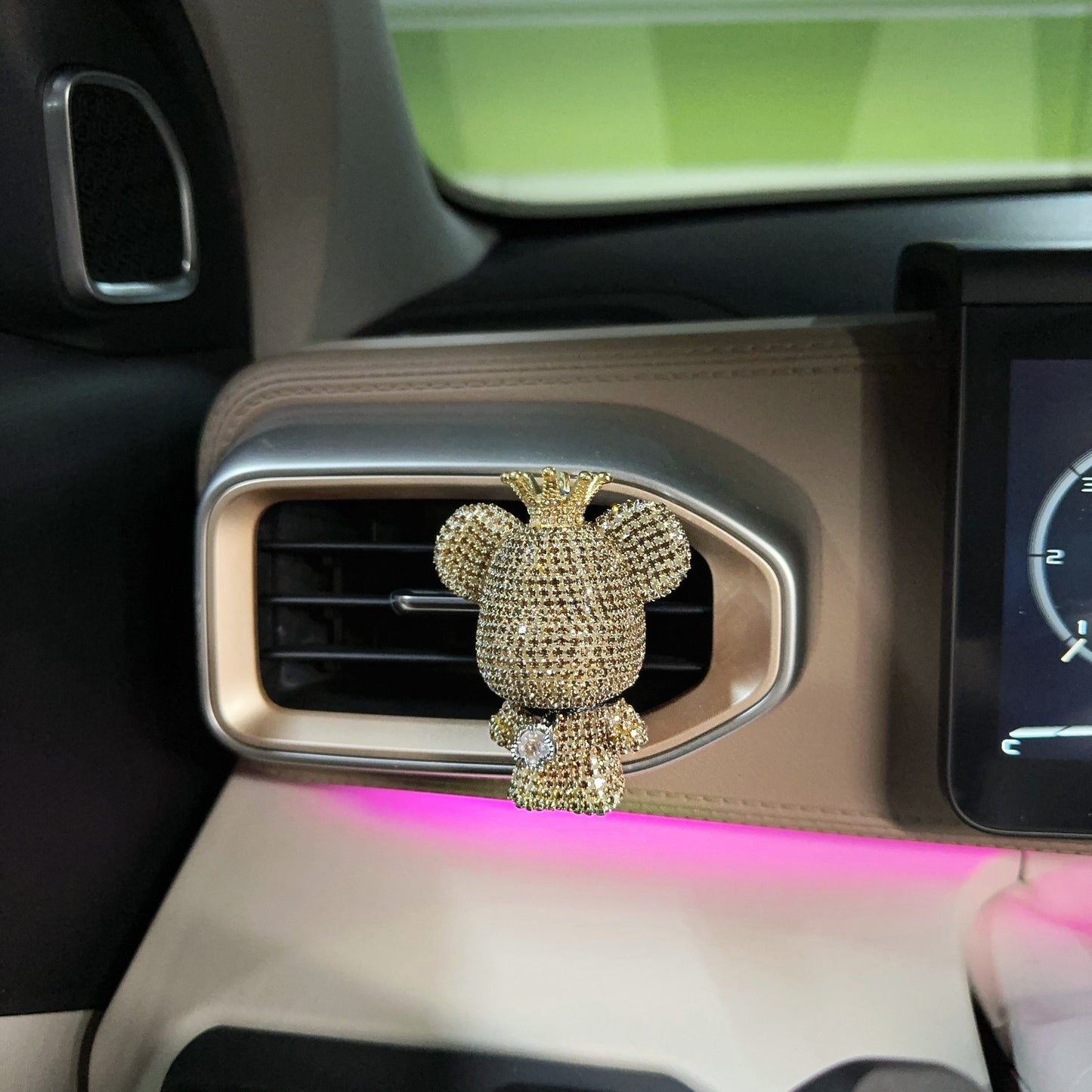 Glamorous Crowned Bear Car Air Freshener - Sparkling Charm for Your Vehicle's Interior