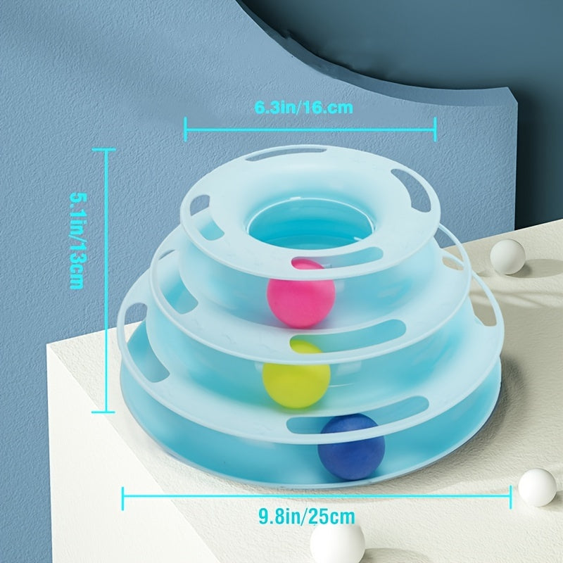 Interactive 3-Tier Rotating Cat Toy Ball - Durable Plastic, No Batteries Needed, Ideal for Large Breeds, Engaging Pet Play, Kitten Teasing Play Toy|Interactive Play|Durable Plastic Ball