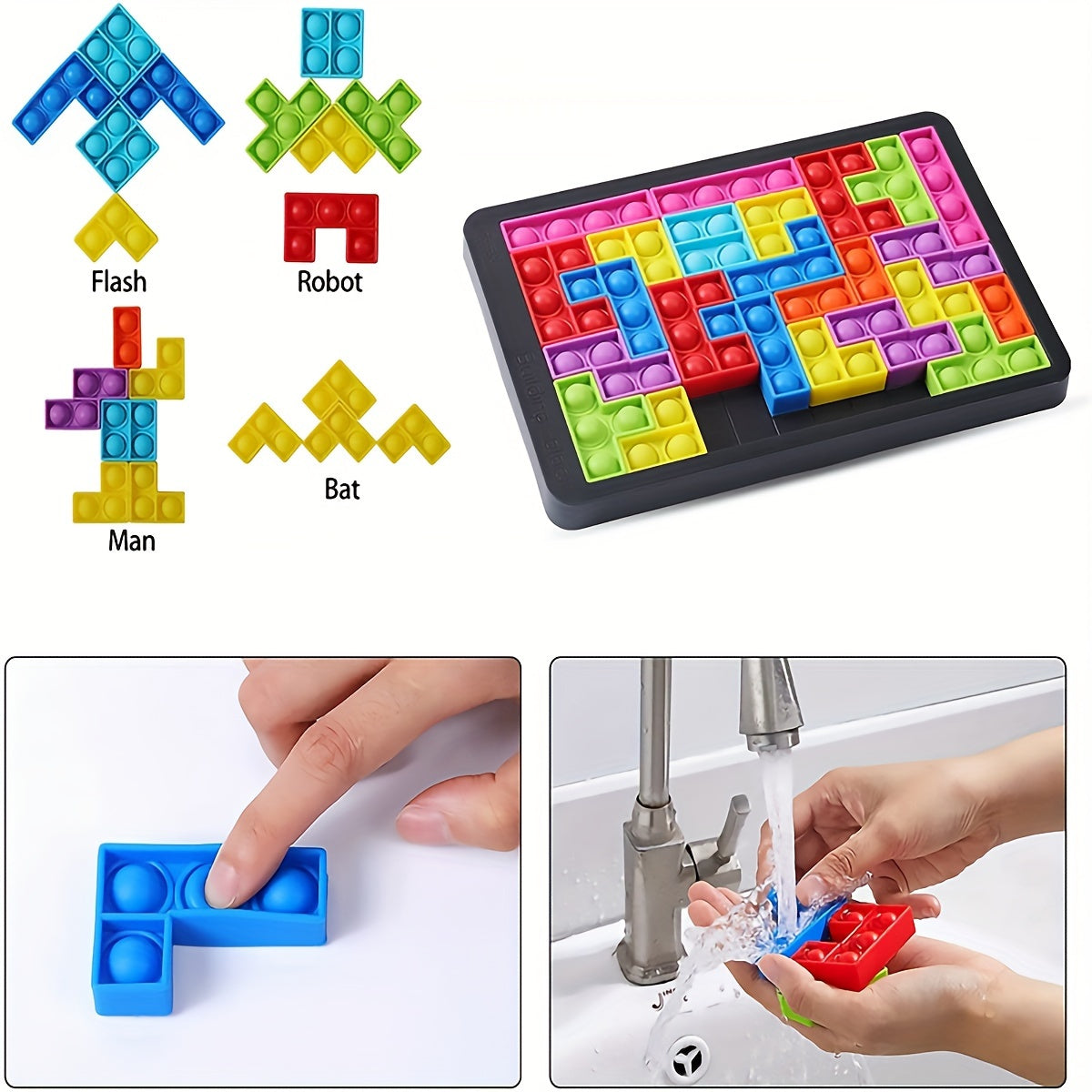 Soft Silicone Puzzle Building Blocks - Relax & Brain Teaser Game for Parent-Youngsters Bonding, Educational Toy