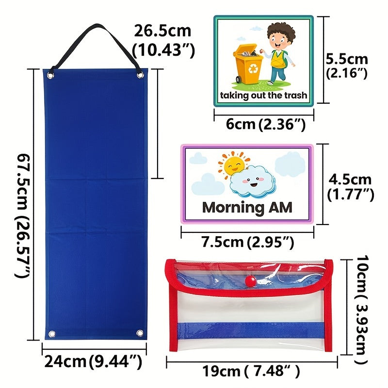 70-Card Visual Daily Schedule Board - Autism Learning Materials for Home School, Morning Bedtime Routine Chart, Chore Chart, and Responsibility Tracker with Communication Cards - Non-Electronic, Uncharged, and Easy-to-Use Educational Tool