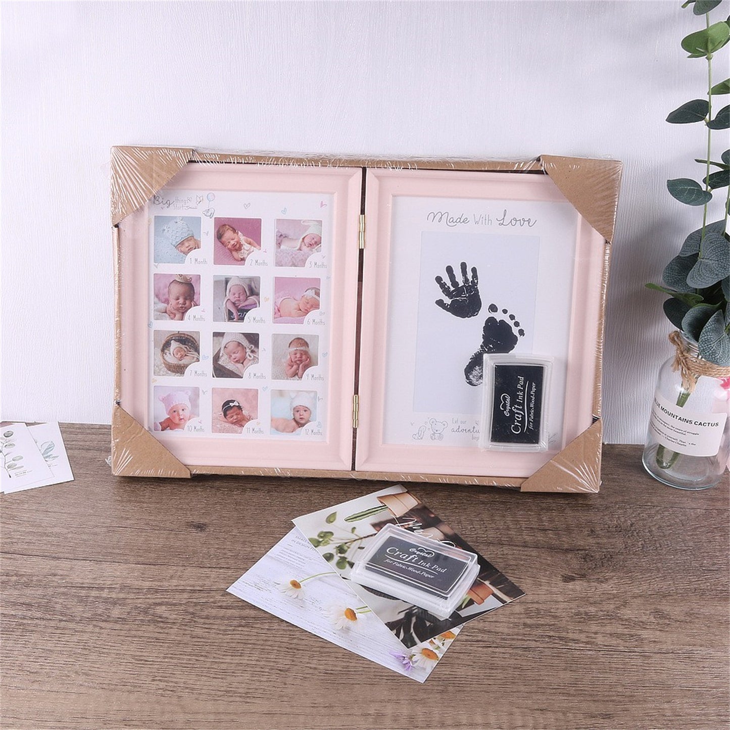 Hand and Footprint Frame - Personalized Polyvinyl Chloride Display with Cute Photos and Inked Footprints, Ideal for Christmas, Halloween, Thanksgiving, and Milestone Celebrations, Memory Book|Charming Frame Design|Polyvinyl Chloride Frame, Room Decor