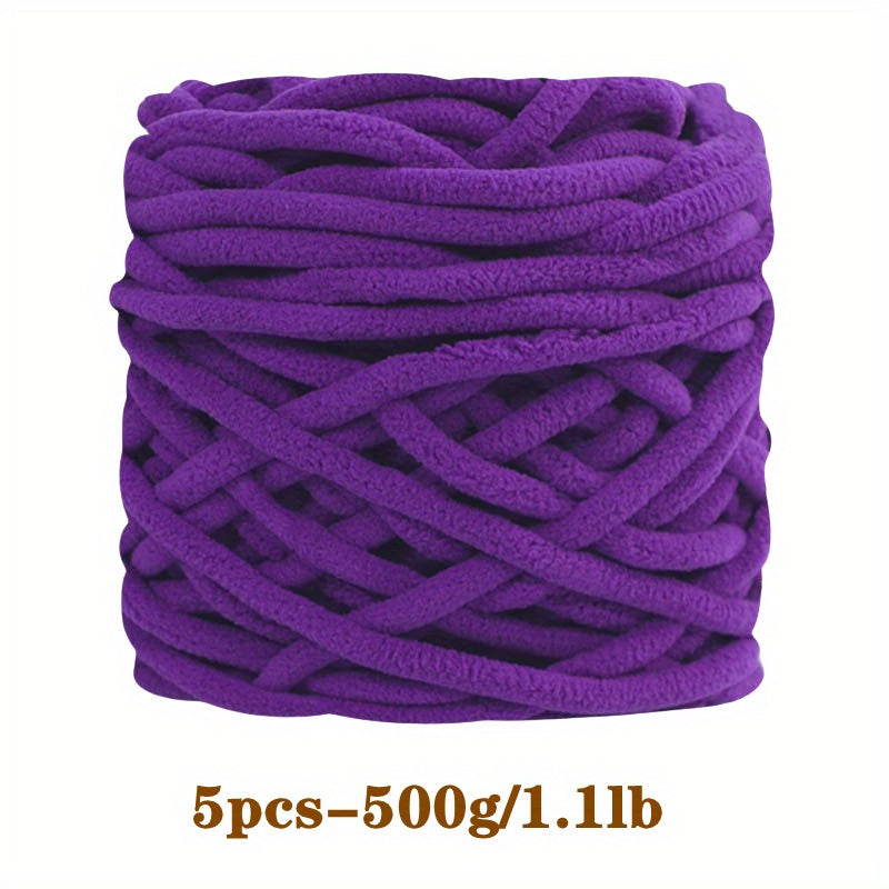 5pcs Ultra-Soft Chunky Chenille Yarn - Perfect for DIY Knitting & Crochet Projects, Scarves, Hats, Blankets | Available in Multiple Colors