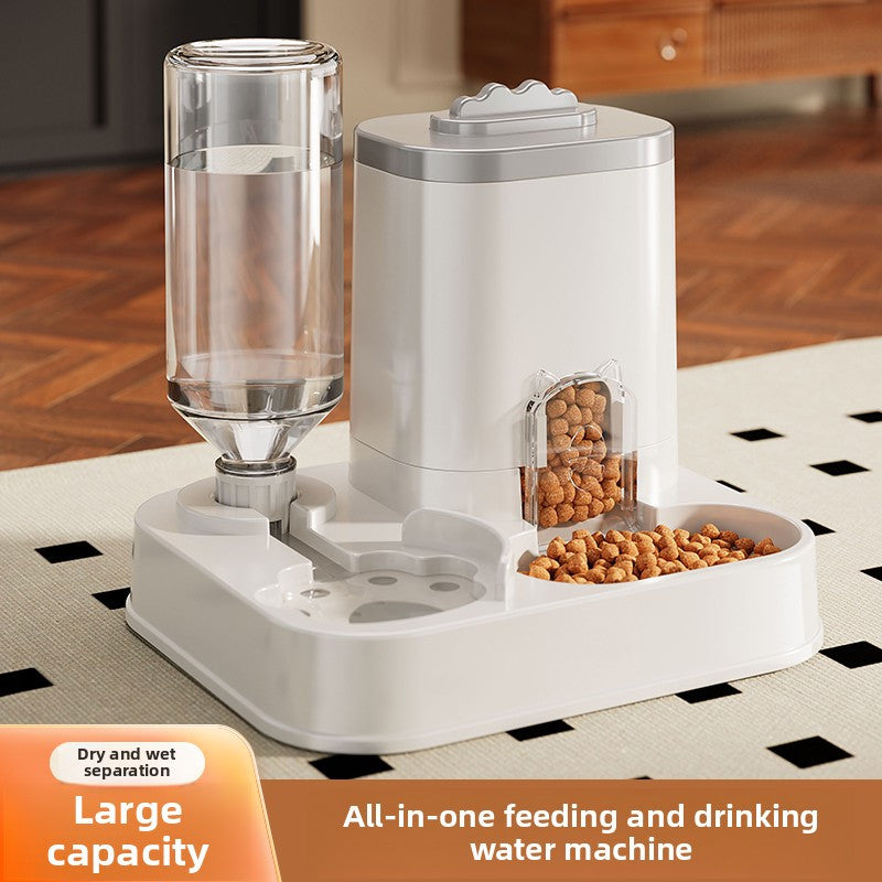 Automatic Cat & Dog Water Dispenser with Integrated Food Basin - 1-10L Capacity, No Batteries Needed, Modern White Design for Easy Cleaning & Hydration - Durable Pet Hydration Solution, Automatic Pet Feeder, Sleek Pet Accessory, Sturdy Construction