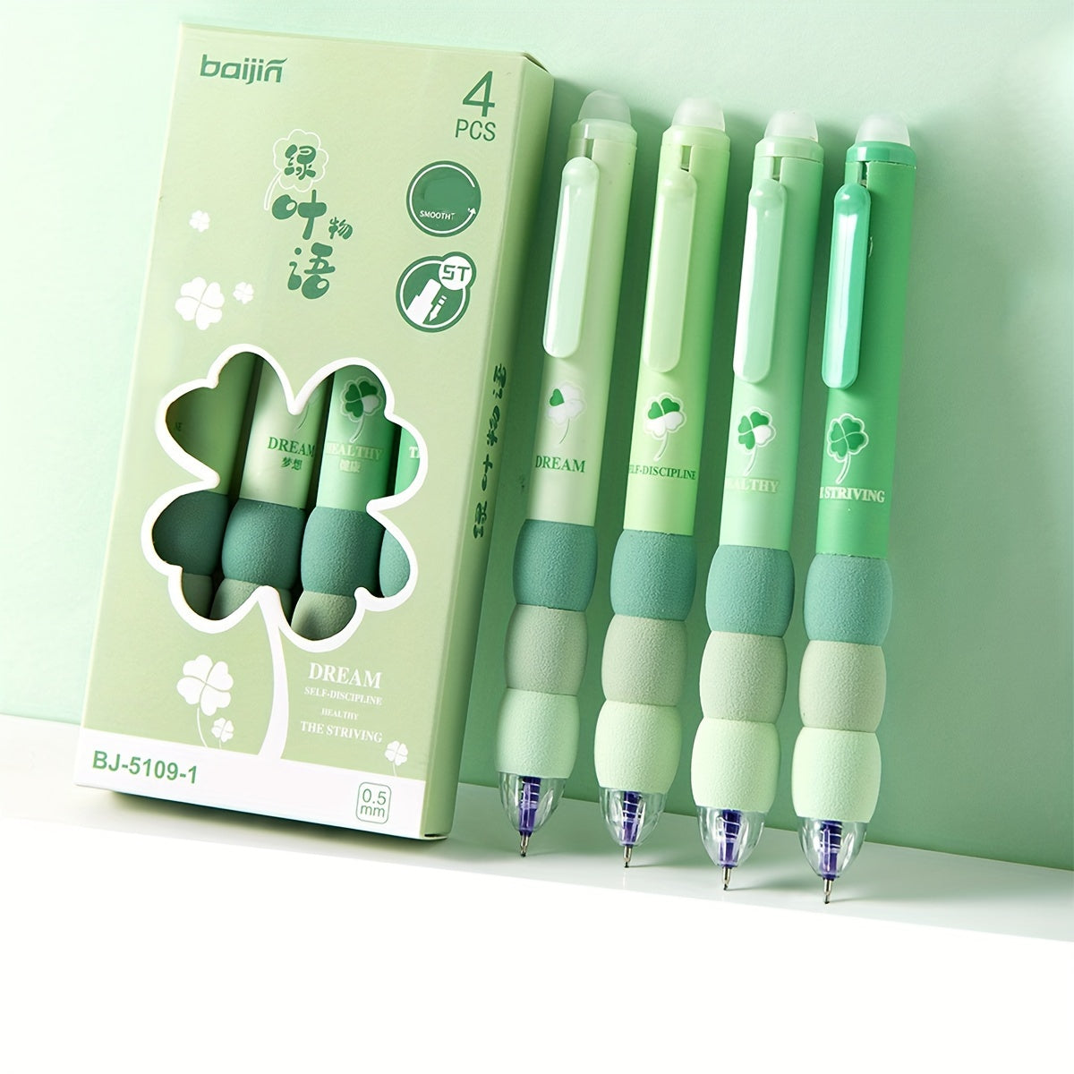 4pcs Erasable Gel Ink Pens, Cartoon Cute Gel Pens, Aesthetic Retractable Pens Soft Grip Pen, 0.5mm Blue Ink Pen Fine Point Pens, Kawaii Stationery Pens Office School Pens Supplies for Girls