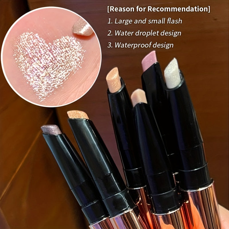6 colors Sparkling High gloss pen highlighter Stick - Glitter Shimmering Eyeliner Pen for Brightening and Enhancing Eyes For Music Festival