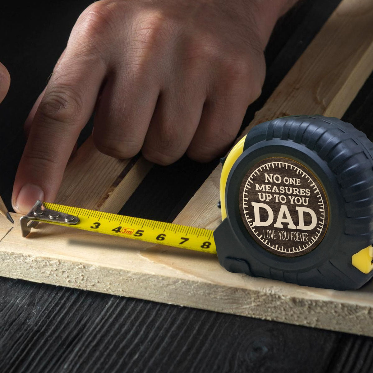 Engraved Measuring Tape for Dad - "No One Measures Up to You, Dad" - Durable Steel with Toggle Lock, Heartfelt Gift for Father'S Day, Birthday, Christmas - Artisan Carpenter Tools, Father'S Day Gift|Personalized Gift|Durable Steel Measuring Tape, Measurin
