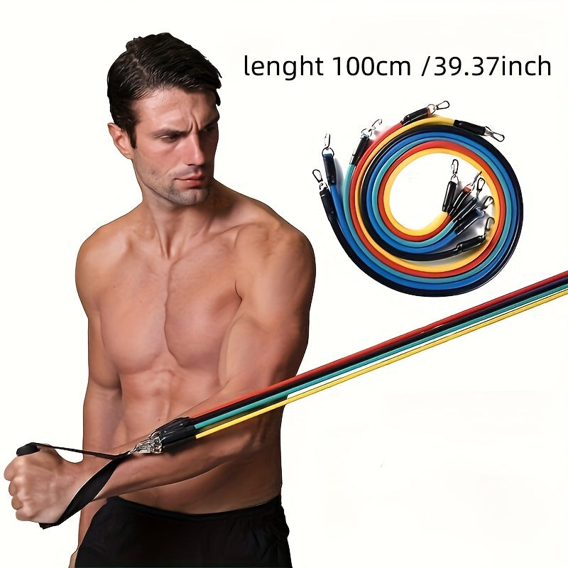 11pcs/set TPE Resistance Bands Set, Resistance Bands, Legs Ankle Straps, Exercise Bands, Workout Bands, For Home Gym, Fitness, Yoga & Pilates