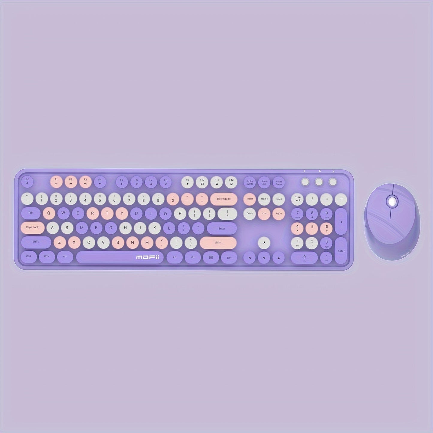 Mofii Sweet Retro Punk Mixed Color Wireless Mouse Set - Optical, Round Keys, Compatible with Laptops, ABS Resin, AA Battery Operated (Not Included)