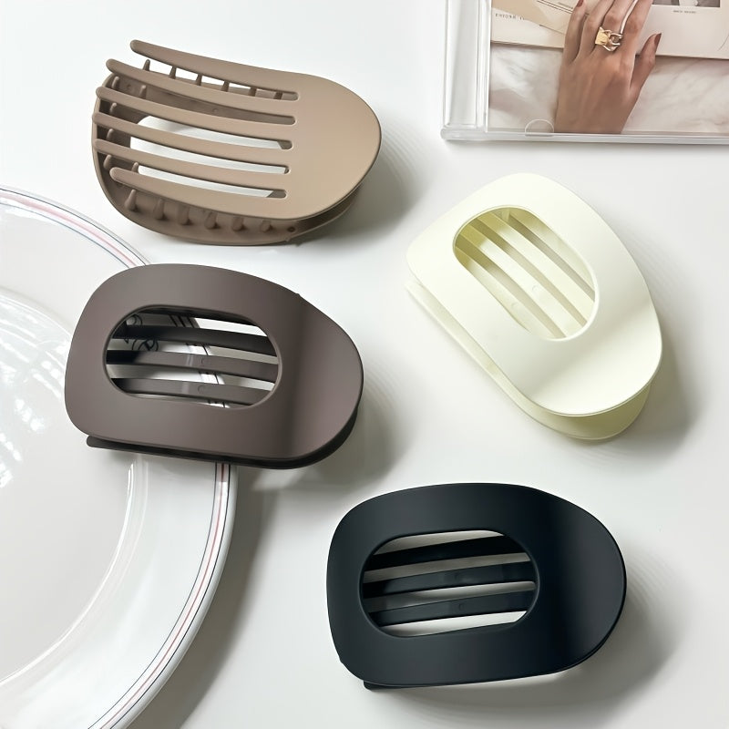 4-Pack Black Duckbill Hair Clips - Strong Grip Flat Round Hair Clips with Ergonomic Curved Design, No-Slip Jaw Clips for Women, Large Hair Clips for Thick/Thin Hair, Everyday & Special Occasions, Secure Hair Grip | Stylish Hair Accessory | Comfortable Hai