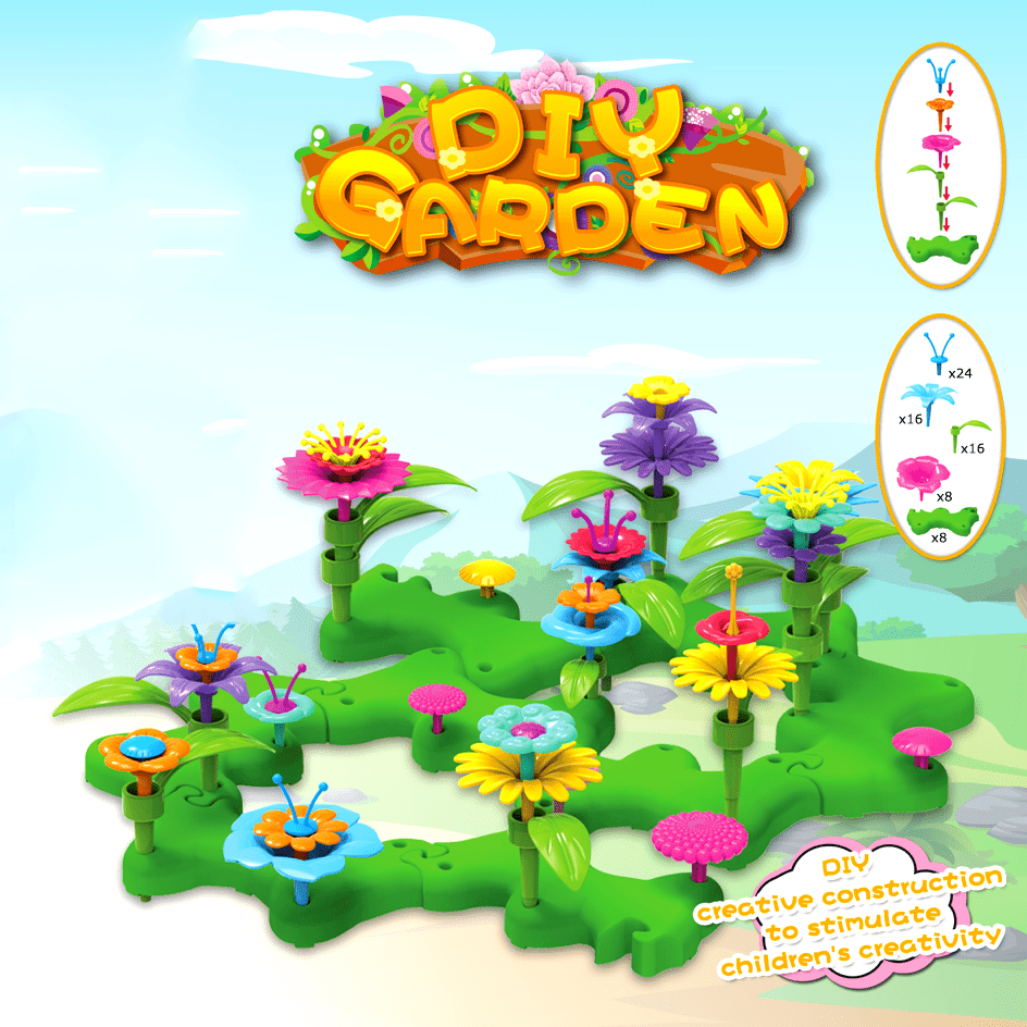 Garden Building Set 72pcs Girls' Early Learning Toys Gift for Girls and Boys Ages 3-6, Garden Building Toys Educational Activity Kindergarten Boys and Girls Toy